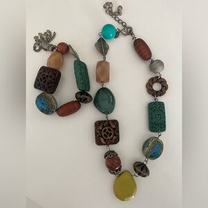 Multicolor Chico’s Beaded Necklace and matching bracelet set $25